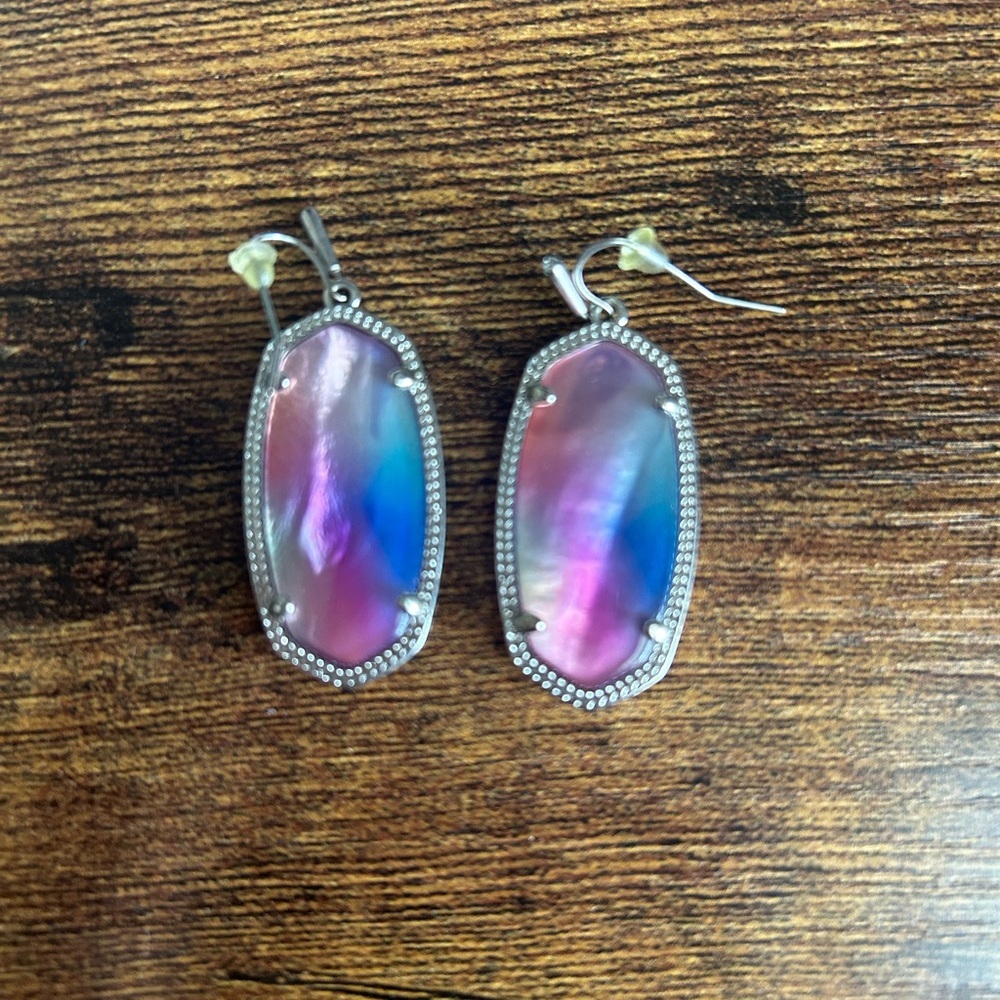 !!HP!! 🎉🎉 Kendra Scott Silver Earrings with Pink and Blue Accents - Picture 2 of 2